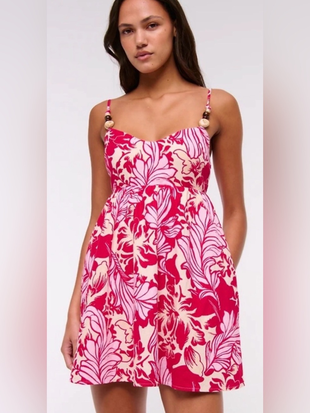 Abercrombie & Fitch Pink Linen Floral Sundress size XXS NWT